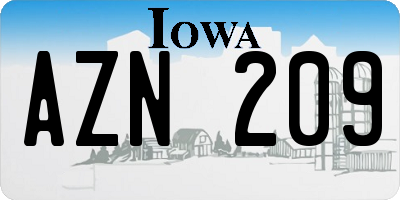 IA license plate AZN209