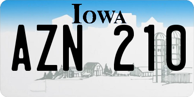 IA license plate AZN210