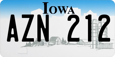 IA license plate AZN212