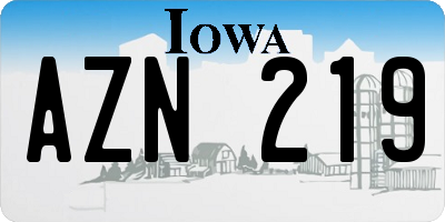 IA license plate AZN219