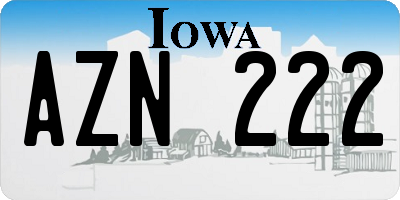 IA license plate AZN222