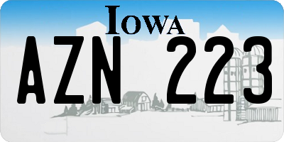 IA license plate AZN223