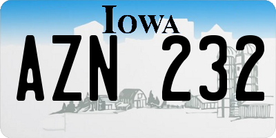 IA license plate AZN232