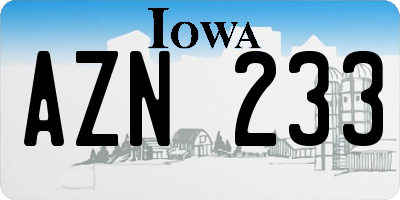 IA license plate AZN233