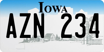 IA license plate AZN234