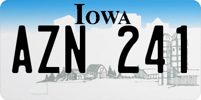 IA license plate AZN241