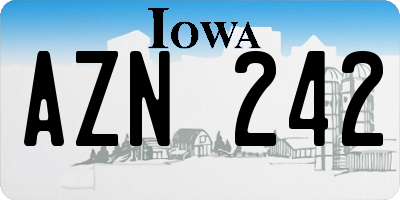 IA license plate AZN242
