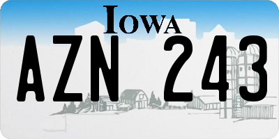 IA license plate AZN243