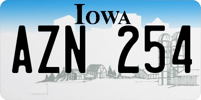 IA license plate AZN254