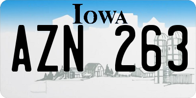 IA license plate AZN263