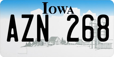 IA license plate AZN268