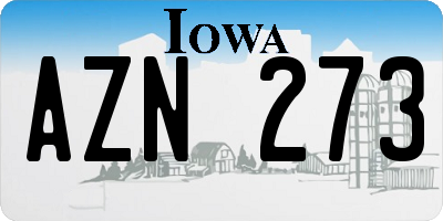 IA license plate AZN273