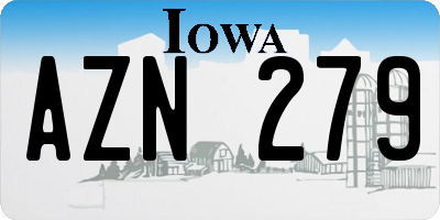IA license plate AZN279