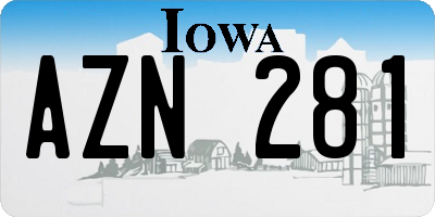 IA license plate AZN281