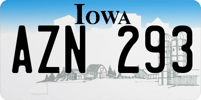 IA license plate AZN293