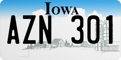 IA license plate AZN301