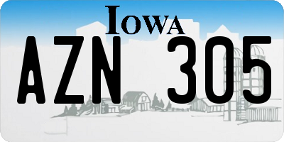 IA license plate AZN305