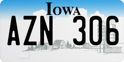 IA license plate AZN306