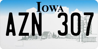 IA license plate AZN307