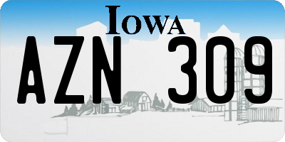 IA license plate AZN309