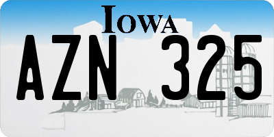 IA license plate AZN325