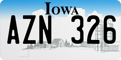 IA license plate AZN326