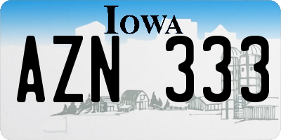 IA license plate AZN333