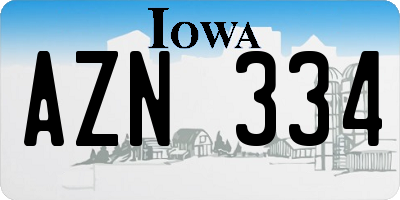 IA license plate AZN334