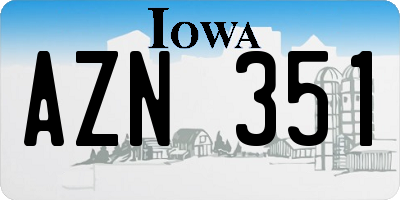 IA license plate AZN351