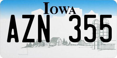 IA license plate AZN355