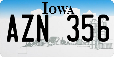 IA license plate AZN356