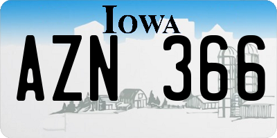 IA license plate AZN366