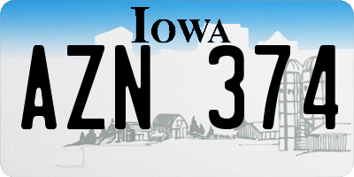 IA license plate AZN374