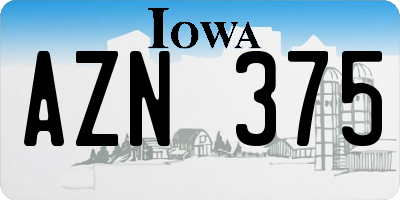 IA license plate AZN375