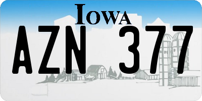 IA license plate AZN377