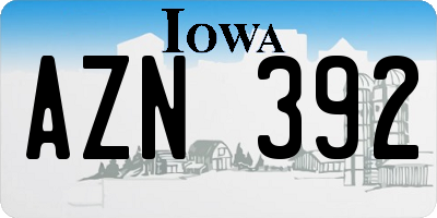 IA license plate AZN392