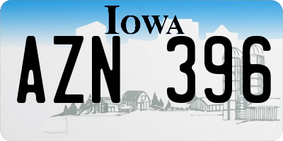 IA license plate AZN396