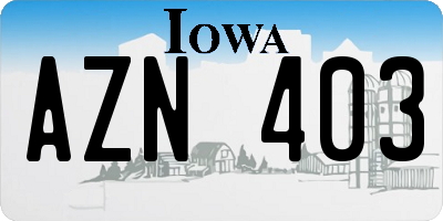IA license plate AZN403