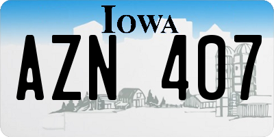 IA license plate AZN407