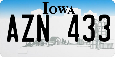 IA license plate AZN433