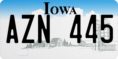 IA license plate AZN445