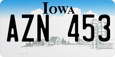 IA license plate AZN453