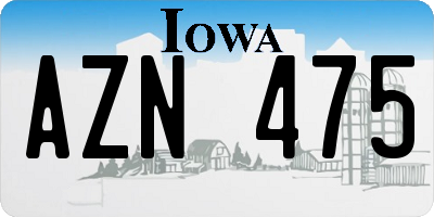 IA license plate AZN475