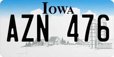 IA license plate AZN476
