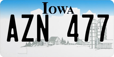 IA license plate AZN477