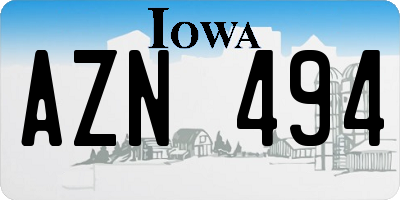 IA license plate AZN494