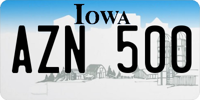 IA license plate AZN500