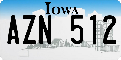 IA license plate AZN512