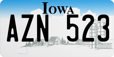 IA license plate AZN523