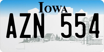 IA license plate AZN554